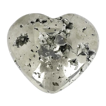 1pcs Gamtos Pyrite Širdies Formos Mineralinių Žaliavų Akmenys Energijos Kristalai Pavyzdys Apdaila