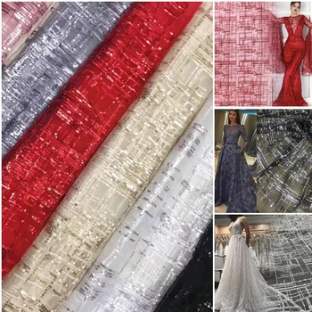 2019 LFY Karšto 5 kieme Afrikos blizgančiais prancūzų siuvinėjimo tiulio, nėrinių audinys vestuves suknelė nėrinių audinys 