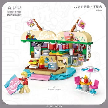 2019 LOZ Mini Blokai žaidimų Aikštelė Burger shop gėrimų parduotuvė Žaislus karuselė Plastiko Blokai Švietimo 