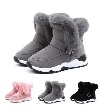 2019 Vaikų sniego batai mergaitėms, triušio kailiniai batai kūdikiui medvilnės, avalynė, vaikiški batai, dydis 26-36