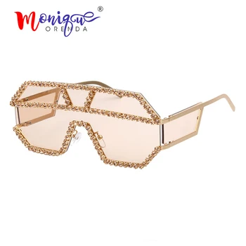 2019 akiniai nuo saulės moterims prekės ženklo dizaineris prabanga kalnų krištolas geometrinių raštų metalo negabaritinių saulės akiniai vyrų gradientas objektyvas cool