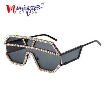 2019 akiniai nuo saulės moterims prekės ženklo dizaineris prabanga kalnų krištolas geometrinių raštų metalo negabaritinių saulės akiniai vyrų gradientas objektyvas cool