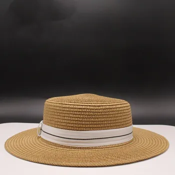 2019 naujas Vasaros atsitiktinis saulės, skrybėlės moterims mados raide M džiazo šiaudų beach sun šiaudų Panamos skrybėlė Didmeninės ir mažmeninės prekybos