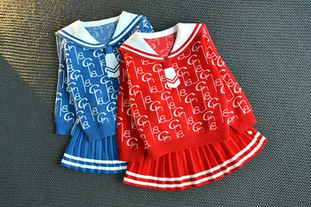 2020 2vnt Mados Mergaičių Drabužių Rinkinys Kūdikių Mergaičių Drabužių rinkiniai merginos Megztinis+Sijonas mergaitėms suknelės tiktų 23