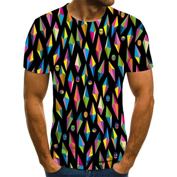 2020 3D juokingi marškinėliai vyriški psichodelinio spausdinimo atsitiktinis trumparankoviai marškinėliai vyriški streetwear T-marškinėliai vyrams, XL 110-6XL