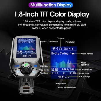 2020 Automobilių MP3 Muzikos Grotuvas Bluetooth 5.0 Imtuvas FM Siųstuvas Dual USB QC3.0 Įkroviklis, U Disko / TF Kortelė Lossless Muzikos