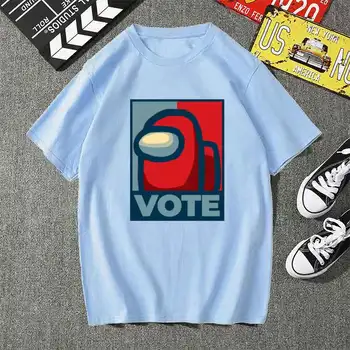 2020 Balsavimas Tarp Mūsų Marškinėliai Vyrams Kawaii TopsFashion Animacinių filmų T-shirt Karatė Grafinis Tees Marškinėliai, Unisex Harajuku Marškinius Vyras