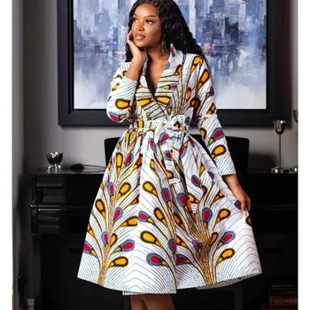 2020 Naujas Mados Afrikos Suknelės Moterims Rudens Žiemos Dashiki Afrikos Stilius Spausdinti Turtingas Heidi Bazin Dashiki Viršų 