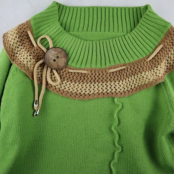 2020 Naujas Mados Ponios Kratinys Megztiniai Moterims Rudens Žiemos Nėrinių O-kaklo Padalinti Hem Megztinis Moterų Megztinis Džemperis