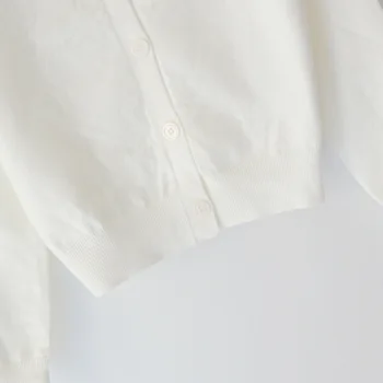 2020 Naujas Megzti Iškirpte Kristalų Zawalcowany apvalios Kaklo Single-Breasted ilgomis Rankovėmis Elegantiškas Megztas Megztinis