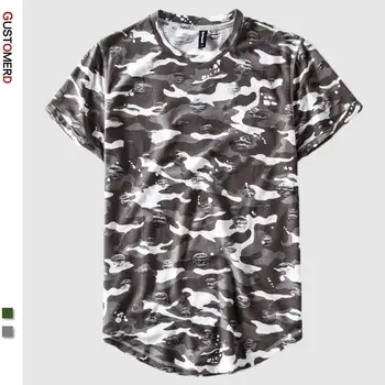 2020 Naujas Vasaros Hip-Hop Streetwear T-shirt Vyrai Medvilnės Kamufliažas T Shirt O-kaklo trumpomis Rankovėmis Ilgai Tshirts Kokybės Viršūnes Tees Vyrai