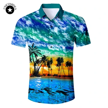 2020 Nauji vyriški trumpomis Rankovėmis Havajų Marškinėliai Vasaros Stiliaus Plam Medžio Vyrų Atsitiktinis Paplūdimio Havajų Marškinėliai Slim Fit Vyriška Palaidinė Vasarą Viršų