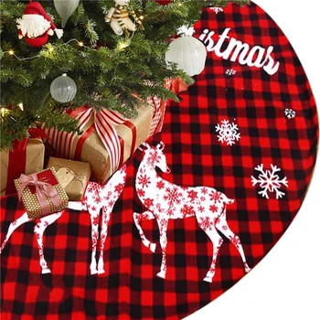 2020 Naujų Kalėdų Eglutės Sijonas Didelis Buffalo Pledas Kalėdų Medžio Kilimėliai su Snaigės Elnių Spausdinimo Namų Šalies Apdaila