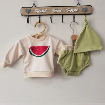 2020 Naujų Rudens korėjos Stiliaus Vaikams Drabužiai Tiktų marškinėliai+Kelnės +Hat Kūdikiams, Kūdikių Mergaitės Berniukai Drabužių Rinkinys Naujagimiui Berniukų Drabužiai