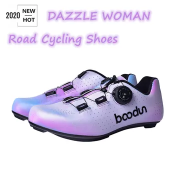 2020 Naujų kelių dviračių sporto batelius moteris profesinės kelių dviratį dviračiu sportbačiai akinti spalva ultralight kvėpuojantis savaiminio fiksavimo batai