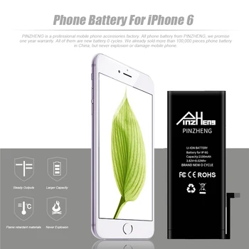 2020 PINZHENG Didelės Talpos Telefono Bateriją, Skirta iPhone 6 6S 4 Pakeitimas Batterie 0 Ciklo Akumuliatorių iPhone 6 6S Su Įrankių Rinkinys