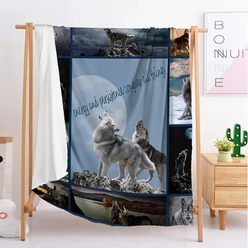 2020 m. Jungtinės Vilkas gyvūnų Užsakymą antklodės Dideli ir maži mesti antklodę gobelenas miega pledas flanelė, antklodė, patalynė