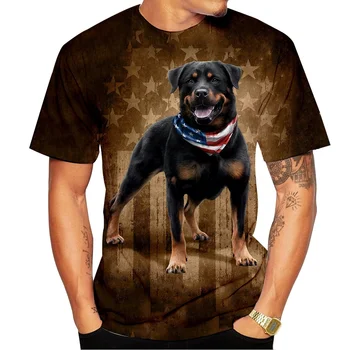 2020 m. Naujo Dizaino Mielas šunelis Rottweiler 3D Atspausdintas T-shirt Vyrai Juokinga Stilingas Atsitiktinis trumparankoviai Patogiai Sporto O-kaklo