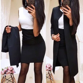 2020 m. Rudenį Oficialų Suknelė tiktų ir Moterims ilgomis Rankovėmis Švarkas Švarkas Bodycon Mini Suknelė Office Dėvėti 2Piece Moterų Rinkiniai Garnitur Suknelė
