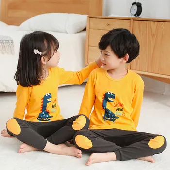 2020 m. Rudenį, Žiemą Vaikai Pižama Rinkiniai Ilgas Rankovėmis Sleepwear Animacinių filmų Panda Berniukų, Mergaičių naktiniai drabužiai Kelnės+Viršūnes 2vnt Pižamos Vaikams
