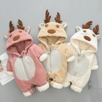2020 m. Žiemos Kūdikių Romper Naujai Storas Šiltas Baby Girs Berniukai Jumpsuit darbo drabužiai Animacinių filmų Medvilnės Snowsuit Kūdikių Drabužiai