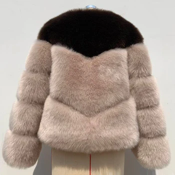 2020 m. Žiemos Naujas Mados Spalvinga Moterų Dirbtiniais Fox Fur Coat Moterų Purus Vaivorykštė Dirbtinio Kailio Paltai Netikrą Kailio Liemenės LJLS137