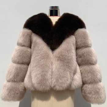 2020 m. Žiemos Naujas Mados Spalvinga Moterų Dirbtiniais Fox Fur Coat Moterų Purus Vaivorykštė Dirbtinio Kailio Paltai Netikrą Kailio Liemenės LJLS137
