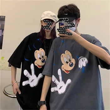 2020 metų Vasaros Mickey T-marškinėliai Moterims Vyrai, O-kaklo Atsitiktinis Viršų Disney Grafinis Streetwear Lady T-shirt Prarasti Harajuku Naujus moteriškus Tee