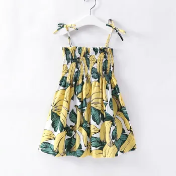 2020 metų Vasaros Nauji vaikiški Drabužiai BABY Baby Ruched Šalis Suknelės Mergina Spausdinti Bananų Kietas Vaikas Kostiumas Priežastinis Prarasti Mielas Suknelė
