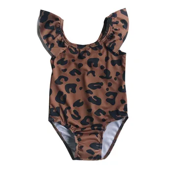 2020 metų Vasaros New Baby Girl Plaukimo Susiėmę vientisas Leopard maudymosi kostiumėlis kūdikiui jumpsuit