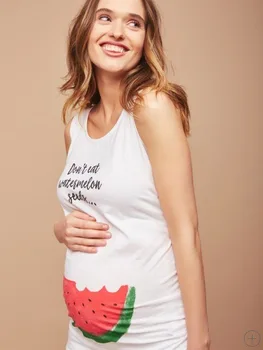 2020 metų Vasaros Nėščioms moterims apvalios apykaklės, rankovių arbūzas spausdinti didelio dydžio motinystės drabužius, plius dydis moterų marškinėlius XX001
