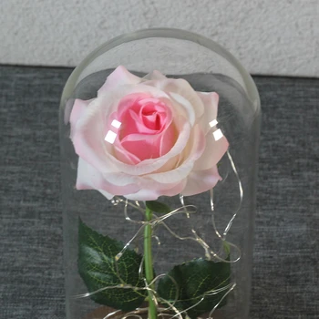 2020year grožį ir raudona rožinė žvėrys stiklo kupolas kolba ant medinio pagrindo Valentino Diena, Motinos Diena dovana