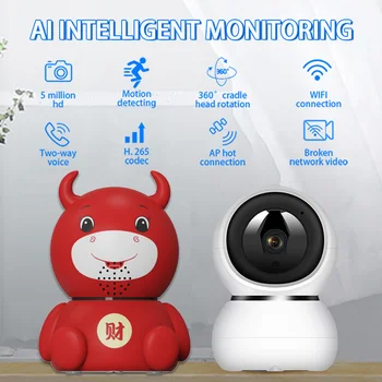 2021 IP Kamera 2MP, 1080P Namų Apsaugos Kamera Karvė modelis Belaidžių wi-fi kamera su infraraudonųjų SPINDULIŲ Naktinio Matymo Kūdikio stebėjimo Pet IP Kameros