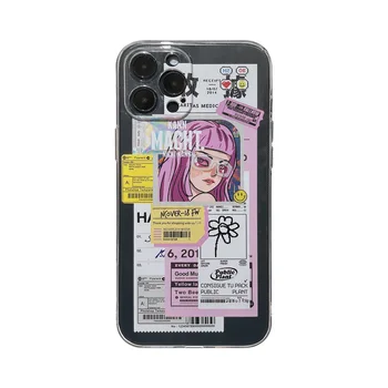 2021 Karšto Violetinė Mergaitė Etiketės Case Cover For iPhone 12 12Pro 12min 12ProMax 11 11Pro 11PROMAX SE2020 7 7Plus 8 8Plus XR XSMAX X XS