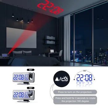 2021 LED Skaitmeninis Laikrodis-Žadintuvas Žiūrėti Lentelėje Elektroninių Darbalaukio Laikrodžius, Oro FM Radijas Laiko Projektorius Atidėjimo Funkcija, Naktiniai Laikrodis