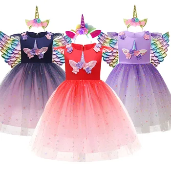 2021 Naujų Mergaičių Vienaragis Suknelė Vaikų Gimtadienio Vakarėlio Princesė Kostiumai Vaikams, Karnavaliniai Tiulio Vestuvių Suknelė Mergina Unicornio Drabužiai