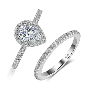 2021 madinga rožinė, sidabro spalvos, kriaušės, 925 sterlingas sidabro vestuvių žiedas nustatyti, ar moteris, panele, jubiliejaus dovana, juvelyriniai dirbiniai didmeninė R5640