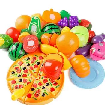 24PCS Vaikų Žaisti Namus Žaislas Supjaustyti Vaisių Plastiko Daržovių Pica Virtuvė Kūdikiams, Vaikams, Žaislai, Edukaciniai Žaislai