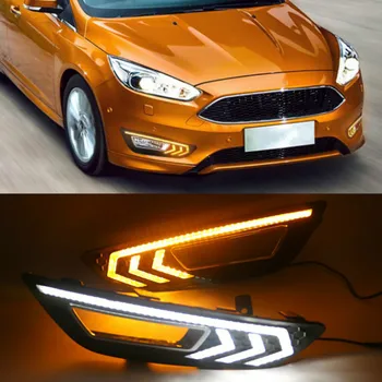 2VNT Skirti Ford Focus 3 mk3 2016 2017 2018 LED DRL dienos žibintus (dienos šviesos su Geltonos spalvos signalas, rūko žibintas