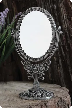 2X didinamąjį antiquetin spalva dukart veido lentelė darbalaukio nuolatinis alavo metalo makiažas, kosmetikos veidrodį mažo dydžio espelho J020