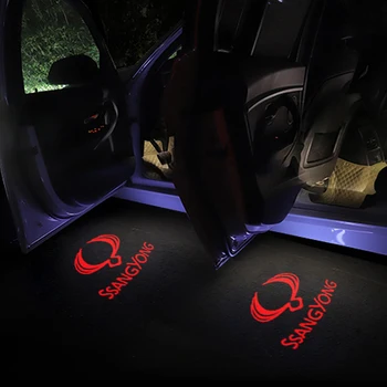 2vnt Automobilio Logotipas LED Durų Sveiki Ženklelis Šviesos SsangYong Actyon Turismo Ssang Yong Rodius Rexton Korando Kyron Automobilių Reikmenys