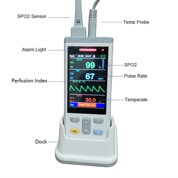 3.5 TFT LCD 1 arba 3 Jutikliai Suaugusių Vaikų Naujagimiui SpO2+PR+Temp Nešiojamą Pulse Oximeter Pulsioximetro Širdies Vertintojas Stebėti
