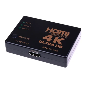 3 Port HDMI Switch 4K*2K Switcher Splitter Išrinkimo Lange Ultra HD DVD HDTV Xbox PS3, PS4
