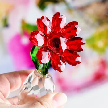 3 Spalvų Kristalų Saulėgrąžų Figūrėlės Miniatiūriniai Stiklo Amatų Gėlių prespapjė Ornamentu Namų Stalo Puošimas Vestuvių Dovana