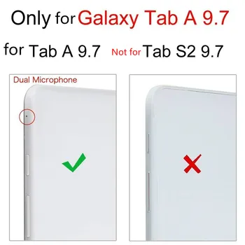 360 Laipsnių Besisukantis PU Odos Samsung Galaxy Tab 9.7 SM-T550 Flip Case Cover T550 T551 SM-T555 TabA 9.7 Tablet Atveju Stiklas