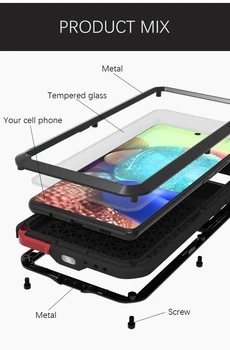 360 Visas Apsaugos atsparus smūgiams šarvai telefono dėklas Samsung Galaxy A71 5G Metalo, Aliuminio Bamperio Dangtelis, skirtas 