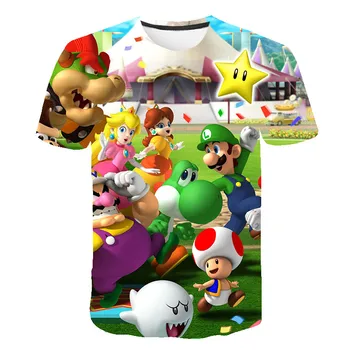 3D Berniukai Mario Spausdinti Merginos Juokingas Mario žaidimas marškinėliai Kostiumas Vaikams 2020 m. vasarą karšto pardavimui, Drabužiai Vaikams, Drabužiai gatvės T shirts