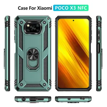 3D Combo Šarvai Atveju Xiaomi Poco X3 NFC Metalo Telefono Galinį Dangtelį Fundas Coque Etui