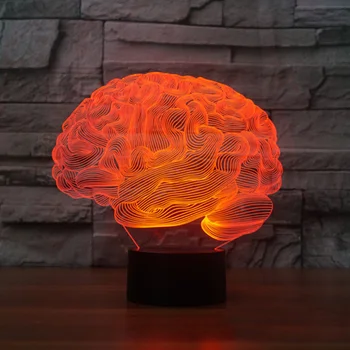 3D Iliuzija Lempos Smegenų Forma Spalva Keičiasi Jutiklinį Jungiklį LED Nakties Šviesos Akrilo Stalas Atmosfera Lempos Naujovė Apšvietimas