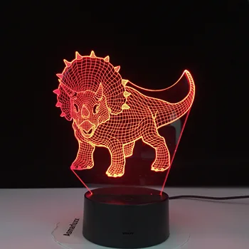 3D LED Naktinis Apšvietimas Triceratopsas Dinozauras, su 7 Spalvų Šviesos Namų Puošybai Lempos Nuostabi Vizualizacijos Dropshipping Dovana
